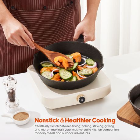 Cast Iron Skillet Pan Set 3-Piece Pre Seasoned Frying Grill Cookware