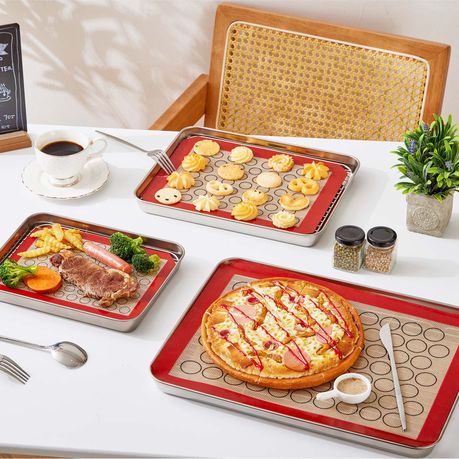 9Pc Stainless Steel Baking Mat Roasting Pan Baking Pan Rack Set