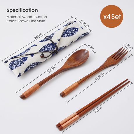 Chenshia 16pc Japanese Ramen Bowl Set 800ml & Wood Cutlery Kit