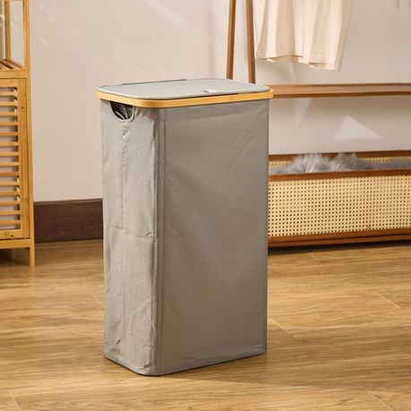 100L Collapsible Laundry Hamper with Lid & Removable Bag