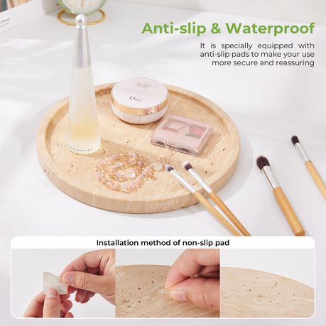 Travertine Decorative Tray Marble Vanity Organizer - Round