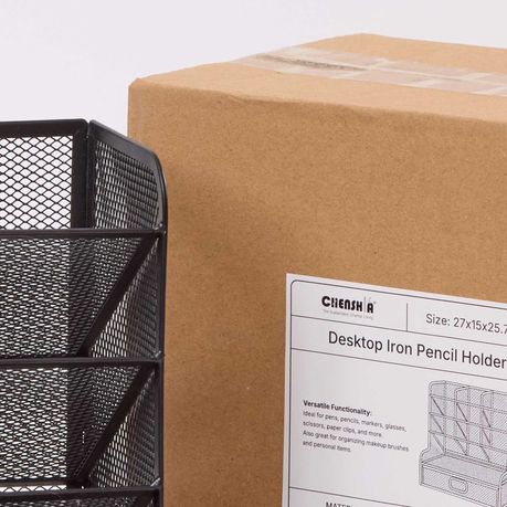 Chenshia Mesh Desktop Stationary Organizer with Drawer Pens Holder for Desk