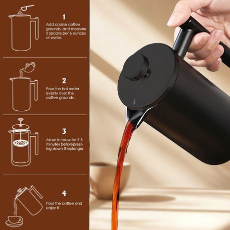Chenshia 1L Stainless Steel French Press Coffee & Tea Brewer Pot