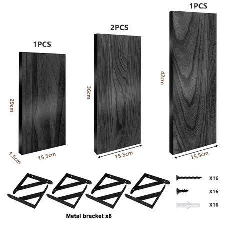4-Pack Rustic Wooden Wall Floating Shelves - DIY Home Décor