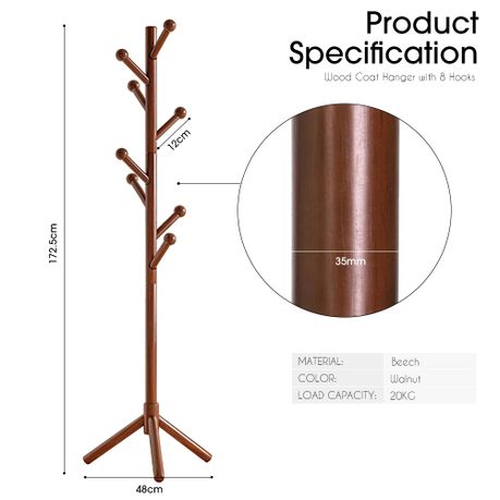 Solid Wood Freestanding Coat Rack