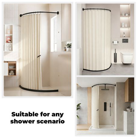 Chenshia Magnetic Folding Shower Curtain Kit No-drill & Waterproof Curtain