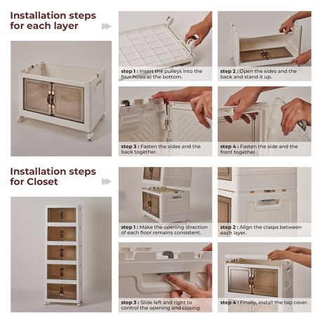 Chenshia 5-Tier Collapsible Storage Organizer Magnetic Doors Rolling Closet