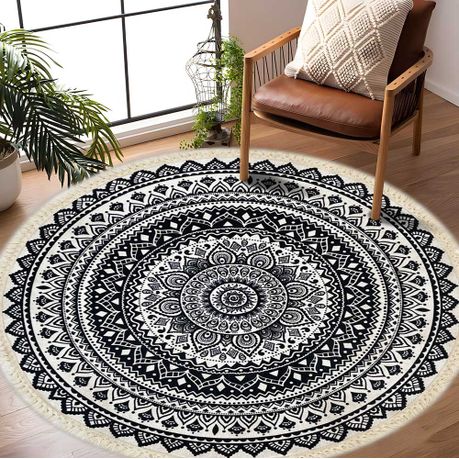 90cm Round Moroccan Decor Rug