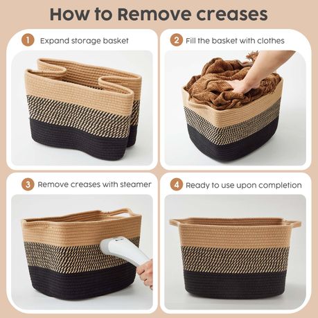 Black & Brown Cotton Rope Storage Basket Set (3 Piece)