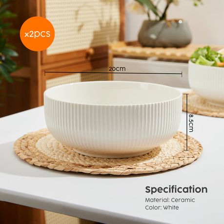 Large Ceramic Salad Serving Bowls - 2 Pack