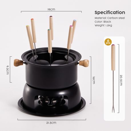 Chenshia 1.5L Fondue Set Non-Stick Chocolate & Cheese Hot Pot & 6 Fork Set