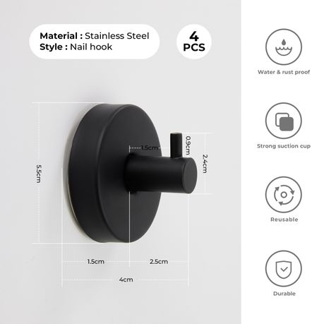 4-Pack Vacuum Suction Cup Towel Hooks