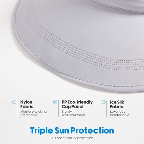 Sun Protection Hat with Neck Flap - Grey