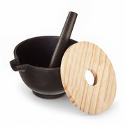 Cast Iron Mortar & Pestle with Lid Grinder Spice Mixing Tools 15cm