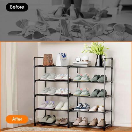 Chenshia 5-Tier Shoe Rack,Double Row Durable Stainless Steel shoe Organiser
