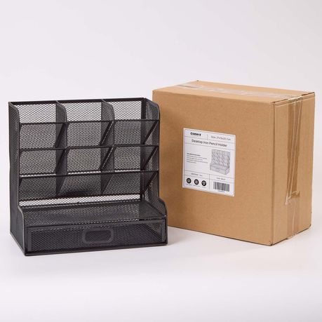 Chenshia Mesh Desktop Stationary Organizer with Drawer Pens Holder for Desk