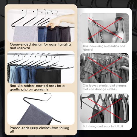 Open-Ended Rubber Coated Pant Hangers - 20-Pack