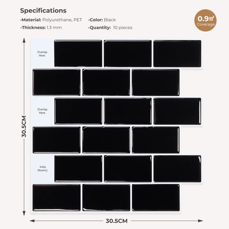 Peel and Stick 3D Mosaic Wall Tiles | 10 Sheets | 30 × 30 cm