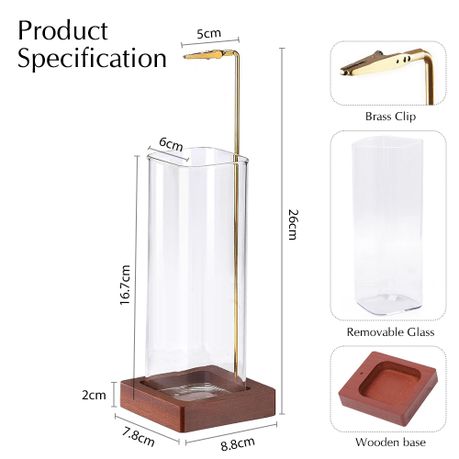 Modern Wooden Incense Burner with Glass Ash Catcher