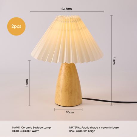 Ceramic Bedside Table Lamp Set - Beige