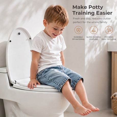 2-in-1 Toilet Seat with Built-In Toddler Seat - V Shape