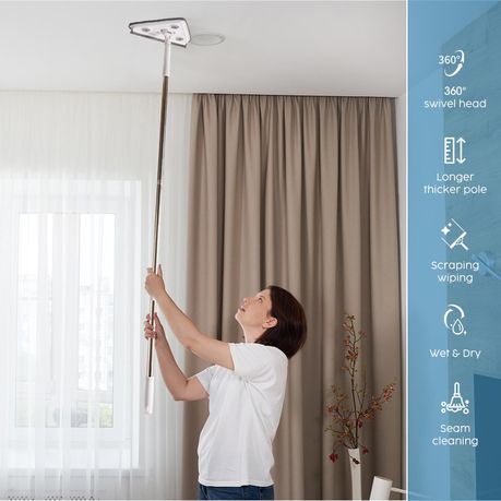 3-in1 Triangular Wall Mop Window Cleaning Kit - Squeegee Extension Pole