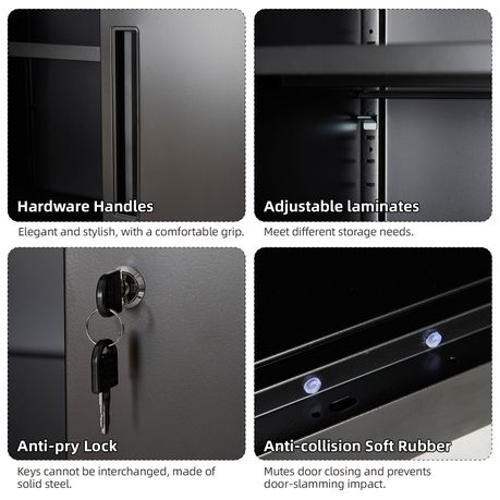 Office Steel Storage Cabinet Cupboard - Black
