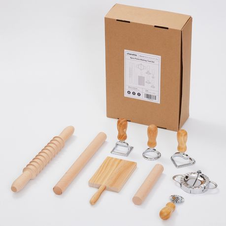 9Pc Pasta Making Tool Set Gnocchi Board with Ravioli Stamp Kit