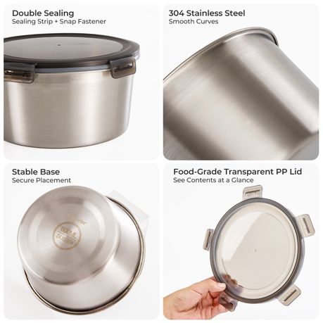 Stainless Steel Nesting Food Storage Container - Set of 5