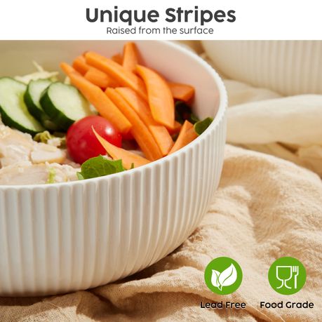 Large Ceramic Salad Serving Bowls - 2 Pack