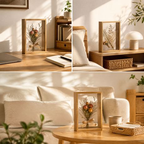 2pc A4 Double-Sided Glass Display - Light Brown