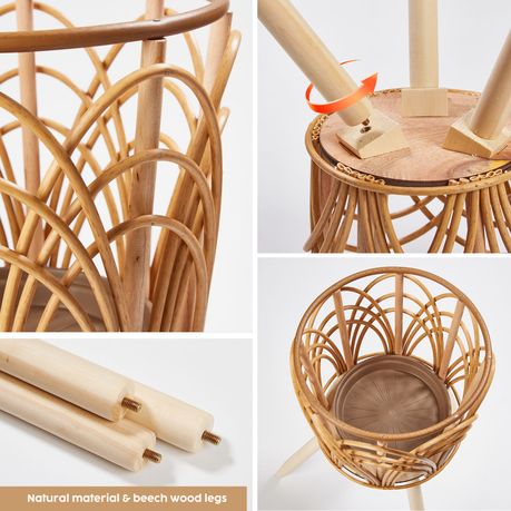 Rattan Handwoven Flower Basket Stand Set