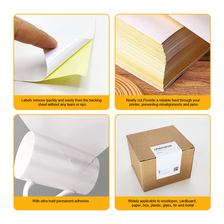 Chenshia 6Up Label Self Adhesive A4 Size 100 Sheets Labelling Paper Bundle