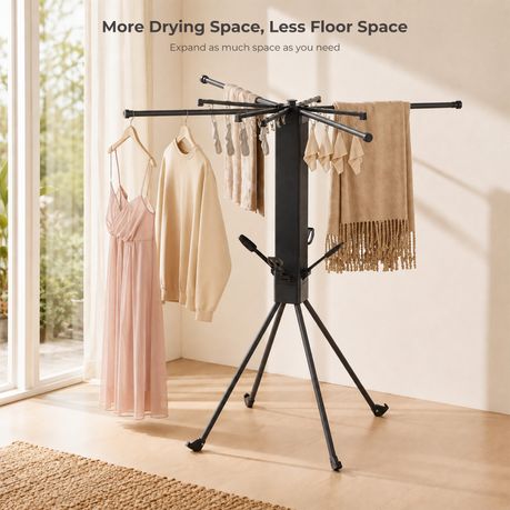 Black Extendable Clothes Drying Rack