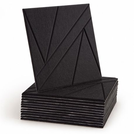 Black Self-Adhesive Acoustic Felt Panels | 12-Pack | 30 × 30 cm