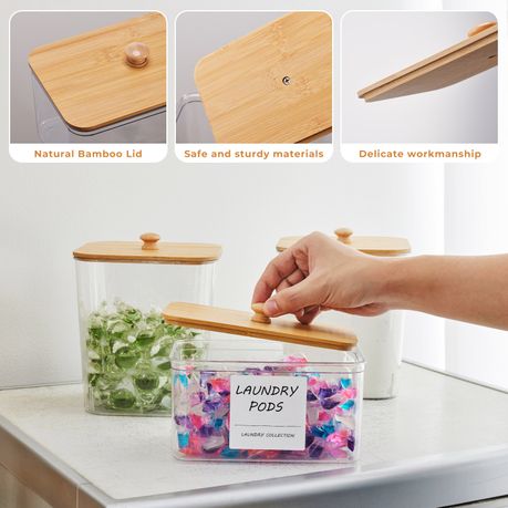 Laundry Pods Dispenser 4-Piece Container Set - Powder Detergent Box