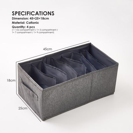 4-Pack Wardrobe Clothes Organisers with Dividers