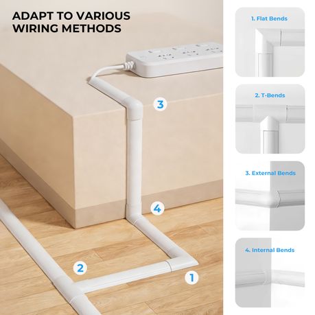 Chenshia 4m Wire Cover Half Round Cable Management Trunking Cable Organiser