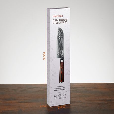 18cm Damascus Steel Santoku Kitchen Knife with Wood Handle