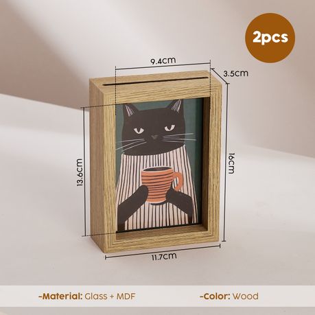 Beige Double-Sided Transparent Wooden Photo Frames - 2-Pack