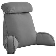 Bed Reading Pillow with Arm Support & Side Pockets - Grey