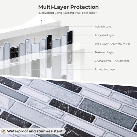 Peel and Stick 3D Mosaic Wall Tiles | 10 Sheets | 30 × 30 cm