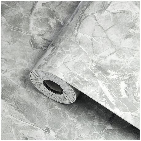 Grey Marble-Effect Self-Adhesive Vinyl Roll | 40 cm × 3 m