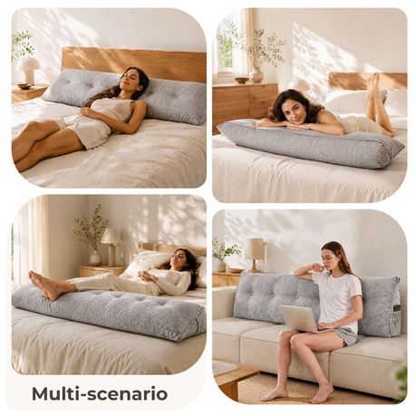 180cm Bed Backrest Cushion - Grey