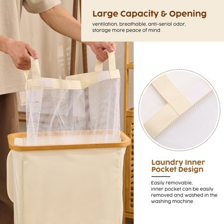 100L Collapsible Laundry Hamper with Lid & Removable Bag