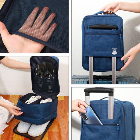 3-Layer Travel Shoe Organizer Bag - Blue
