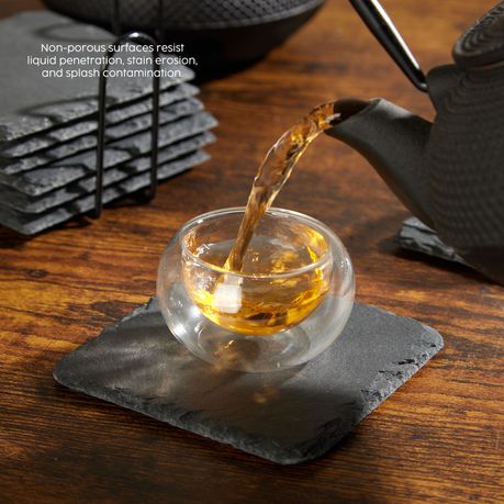 8Pc Square Slate Coaster Set