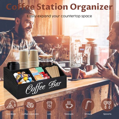 5-Compartment Countertop Coffee & Tea Station Organiser