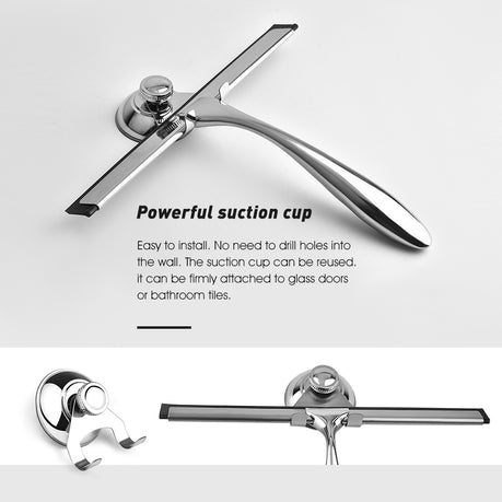 Shower Squeegee Stainless Steel Glass Cleaner Wiper