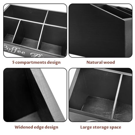 5-Compartment Countertop Coffee & Tea Station Organiser